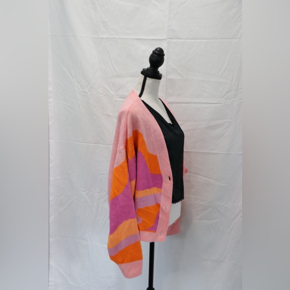 H&M Pink and Orange Women's Cardigan Sweater - Picture 3 of 9